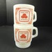Vintage Anchor Hocking Fire King State Farm Insurance Milk Glass Coffee Cup Mug Advertising Mid Century Mod Red and White 8 Fluid Ounces