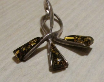 Sterling Silver and Amber Unusual Pendant