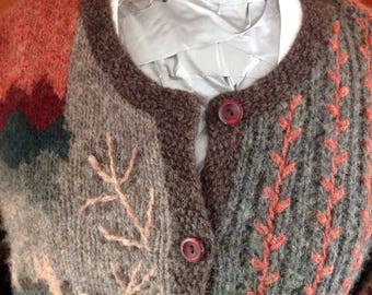 Cardigan wool woman/oversized/Oversized/sweater/Cardigan style Granny/patchwork/fall/rustic/Boho pattern