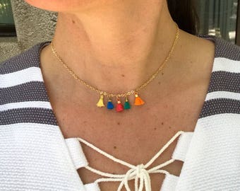Tassel Necklace, choker necklace, boho jewelry, tassels jewelry