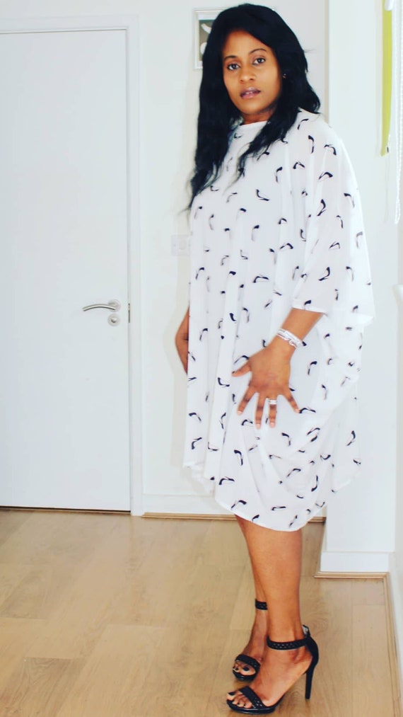 Mel White Kaftan Slouch Draped Midi-length Dress