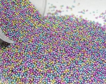 micro marbles decoden sprinkles glass microbeads .5mm micro beads kawaii fake non pareils bright mix 14 grams by weight