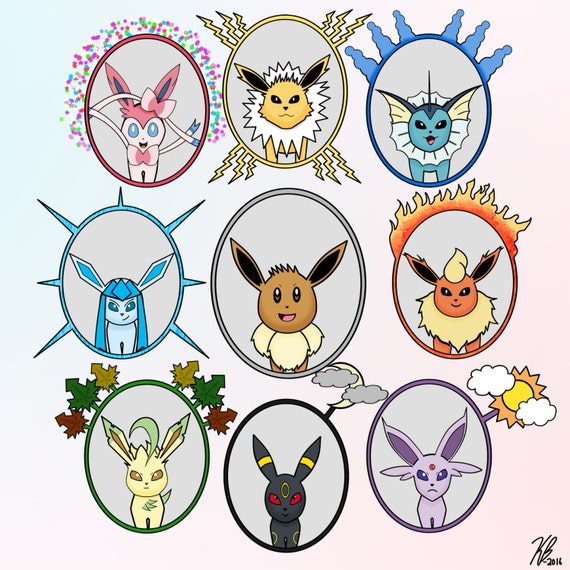 Items similar to The Eevee Family Tree! All Eeveelutions! on Etsy