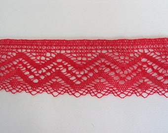 Cotton sheer lace red height 4.5 cm same as front/back - ref C2
