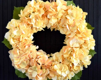 Yellow Hydrangea Spring and Summer Front Door Wreath