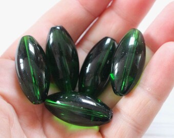 Large green glass beads