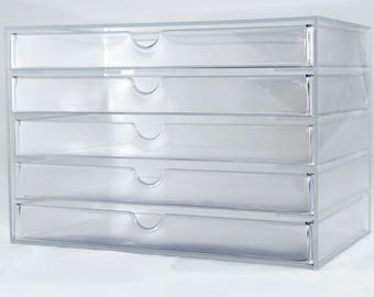 Kardashian Style clear make up 5 drawer unit
