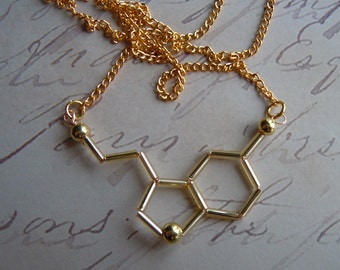 Biolojewelry - Gold Neurotransmitter Serotonin Necklace