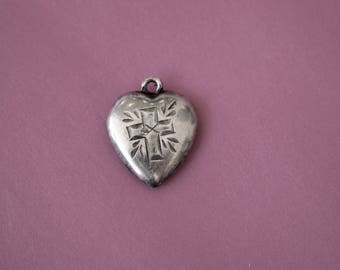Puffy Heart Charm Sterling Silver Daddy 1943 Pendant Vintage