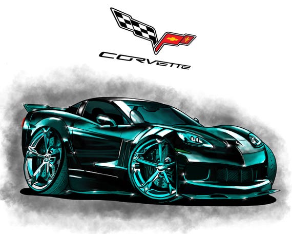 C8 Corvette Cartoon