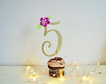 Moana Cake Topper, Moana Birthday Party, First Birthday, Any Age Cake Topper, Gold Glitter, Pink Glitter