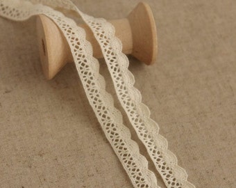 5 Yds Cream Color Cotton Lace Edge 0.4 inch wide
