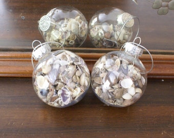 Seashell ornament - 2 christmas ornaments - shell ornament - handmade ornament - beach coastal Christmas