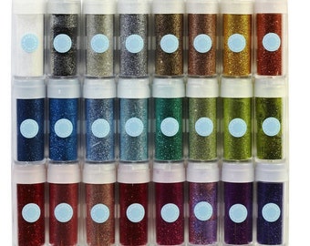 Crafts Glitter Set, Rich Essentials For Crafting, 24 Different Colors For Adding Dazzling Sparkle To Cards, Scrapbook, Gifts And Decorations