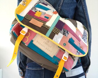 FREE SHIPPING ••• Leather and canvas messenger bag, crossbody bag
