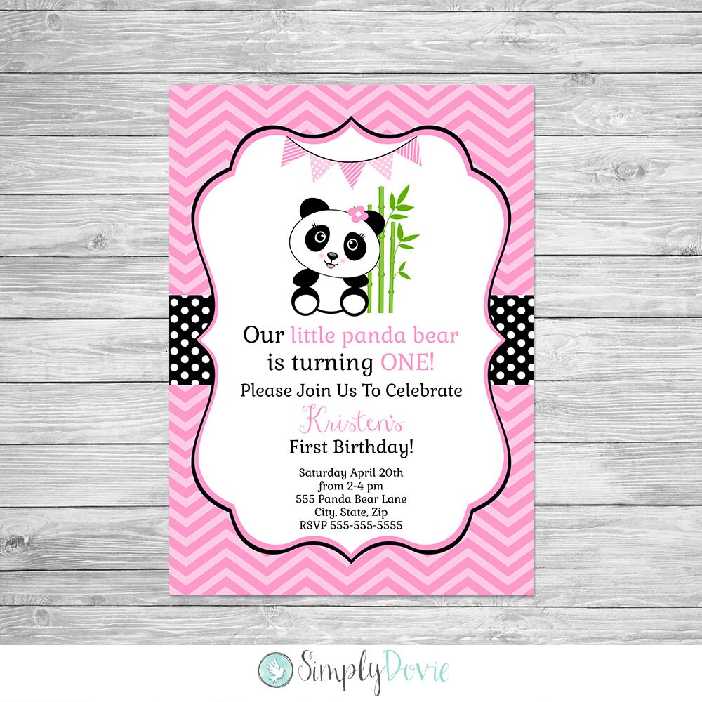 Panda Birthday Invitation Printable Panda Bear Birthday Party