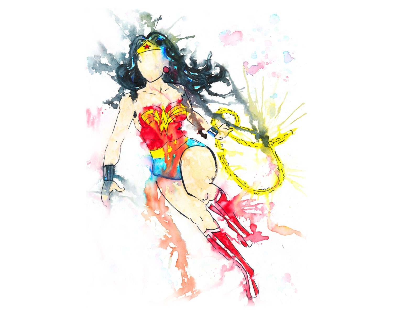 Dc Comics Wonder Woman Lasso Art Watercolor Print