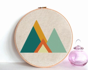 Forest Cross Stitch Pattern Geometric Mountains Geometric Scandinavian Woodland cross stitch Modern cross stitch Mid Century