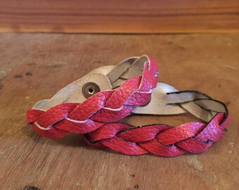 Red Leather Braid Bracelet