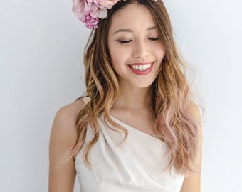 pastel statement flower crown // pink spring racing flower crown / spring races flower crown headband / flower fascinator bohemian
