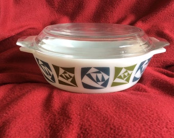 Pyrex JAJ Checkers Casserole Dish with Lid 2 Pint #509
