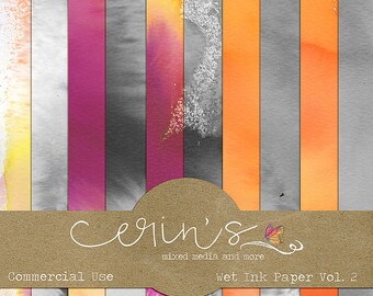 Wet Ink Overlays Vol 2.~Hand Painted Paper~Digital Scrapbooking~Commercial Use Texture~Digital Paper~Watercolor Paper~Sprayed Ink~12x12