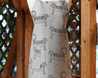 Linen Cotton Apron Piano Cats, Funny Kitchen Apron, Cute Linen Apron, Cooking Apron