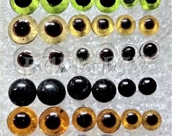 glass eyes - 3mm~5mm a set of 17 pairs total in 6 colors or 8mm a set of 5 pairs total in 5 colors