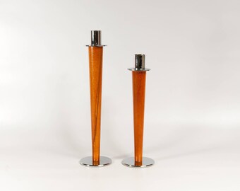 MID CENTURY MODERN candlesticks, danish modern, tall candleholders, wooden candle holders, candle holders centerpieces, danish design