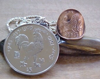 Year of the "ROOSTER" Coin Ring and Coin Pendant- ring size 7..