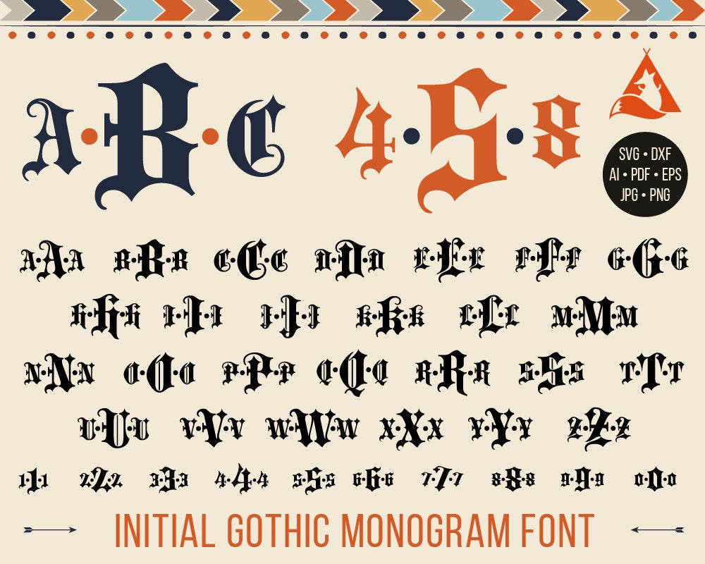 Gothic Font Svg Goth Monogram Font Letters Svg Old English