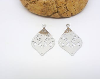 prints 2 drops filigree 23 * 11mm rhodium (XEF20)