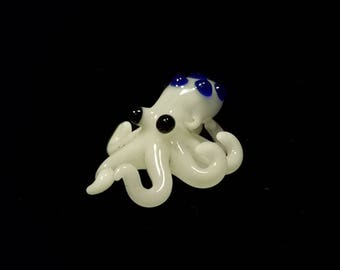 Glow in the Dark Octopus Pendant - Green Glow with Cobalt Blue Spots