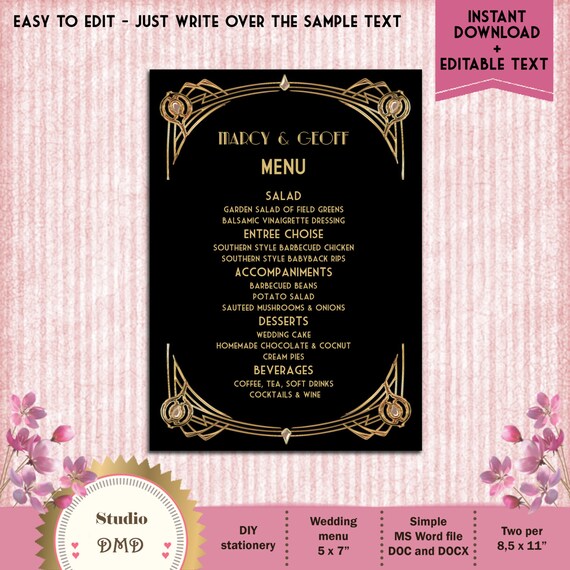 how to write a menu card
