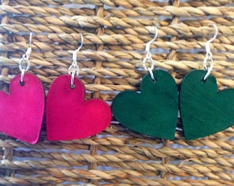 Upcycled Laser Cut Leather Heart Earring