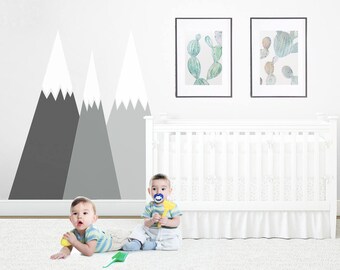 Mountains Wall Decal NURSERY Crib Wall Art Headboard Wall Protection For Kids Room Wall Sticker Washable self adhesive Scandi #mountains012