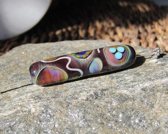 Mystic tube- Silver glass lampwork focal bead- SRA lampwork- Lisa New Design