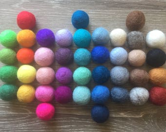 2.5cm Felt Balls - Pom Poms- Felt Wool Balls- Choose colours