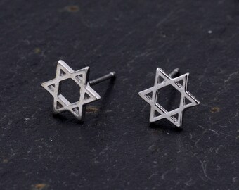 Sterling Silver Star of David Stud Earrings Y9