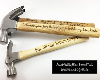 Fathers Day Custom 16 oz Claw Hammer, Personalized Gift for Dad 2018, Wood Gift for Men 5 Year Anniversary, Gift for Him from Wife