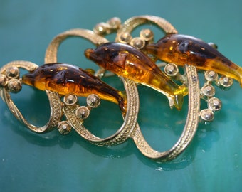 Vintage dolphin fish brooch.