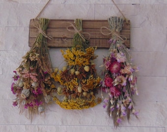 Dried Flower Rack, Herb Rack, Rack for Dried Flowers, Country Wall Decor, Rustic Wedding Decor, Cottage Decor, Wall Rack