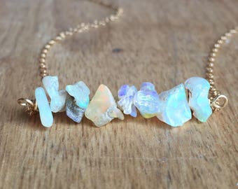Raw Opal Necklace - Opal Necklace - Opal Jewelry - Opal - Raw Crystal Necklace -Raw Opal - October Birthstone