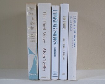 Decorative Book Set in Ivory, Book Bundle, Wedding Centerpiece, Beach Decor, Shelf Decor, Ivory Decor, Book Stack, Books by Color