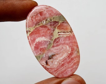 77 Cts Natural Top Quality Pink Rhodochrosite Gemstone Loose Cabochon Oval Shape 41x24x6 MM R10389