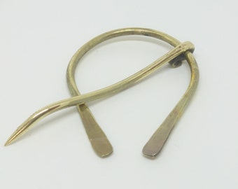 Penannular Brass brooch, Metal Fibula, Celtic Pin, Medieval Jewelry