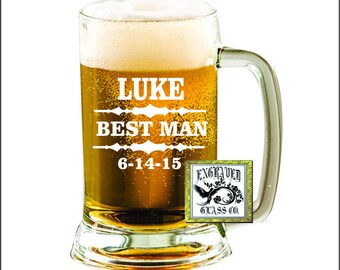 Personalized Beer Mug, Custom Beer Mug, Engraved Beer Mug, Groomsmen Beer Mug, Groomsmen Gift, Best Man, Usher, Groomsman Mug,
