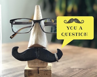 Wooden Eyeglass Holder, Fathers Day Gift, Mustache, Ring Stand, Eyeglass Case,Eyeglass Stand,Ring Holder, Gift for Dad, Funny Gift, Gag Gift