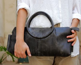 Gray leather bag for women, large gray clutch,gray evening bag, gray clutch purse, gray clutch bag,crossbody clutch, leather purse, for her