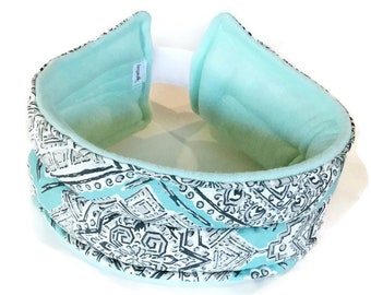Hot Cold Head Wrap, Microwave Heating Pad for Head, Forehead, Jaw, Chin, Ears, Heat Pack Headband, Rice Warmer for Headache, TMJ, Aqua